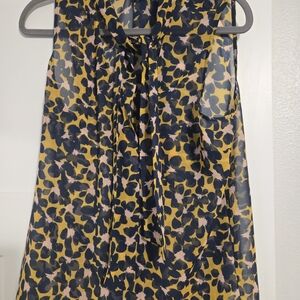 CAbi Yellow and Black Patterned Blouse